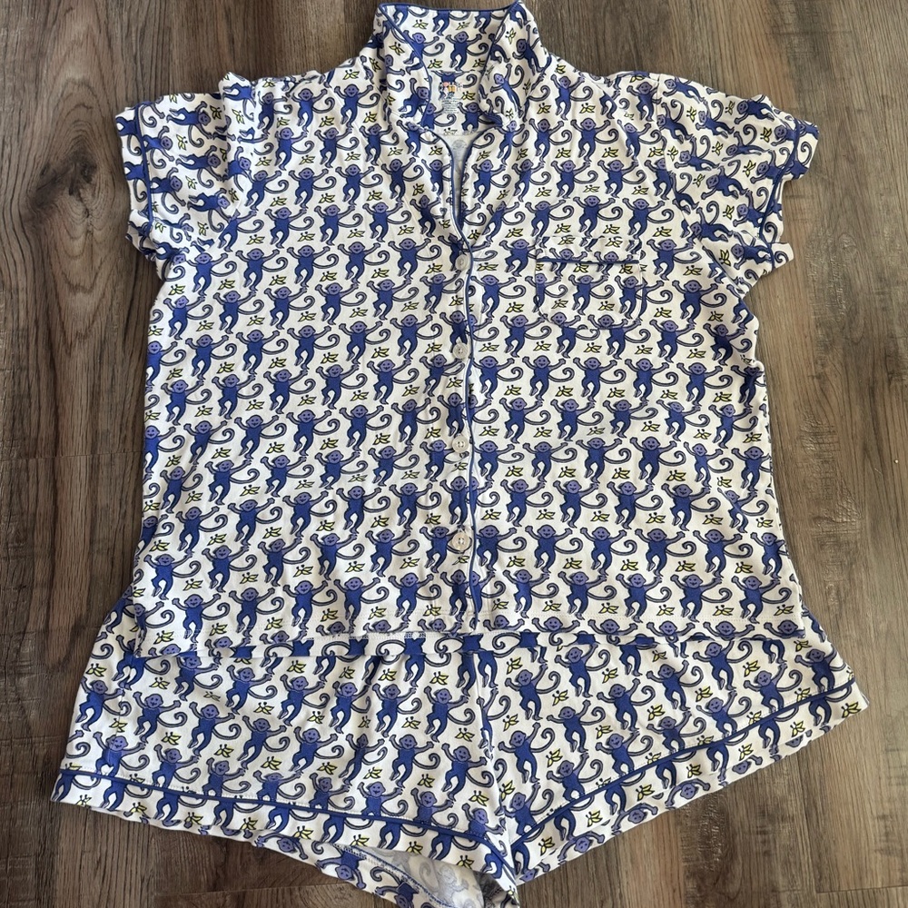 Dark Blue Money Roller Rabbit Short Polo Pajamas